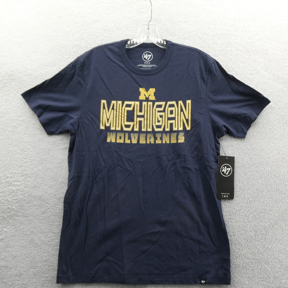 '47 Brand Shirt Mens Medium Michigan Wolverines Navy Blue Cotton Short Sleeve